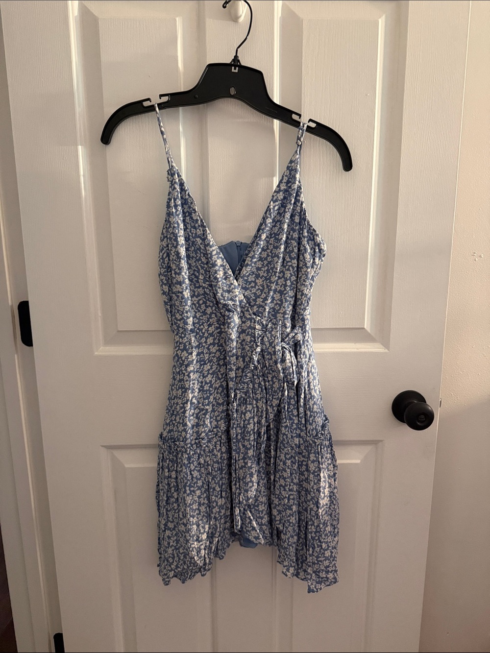 Altar'd State Blue Floral Tie-Waist Mini Dress